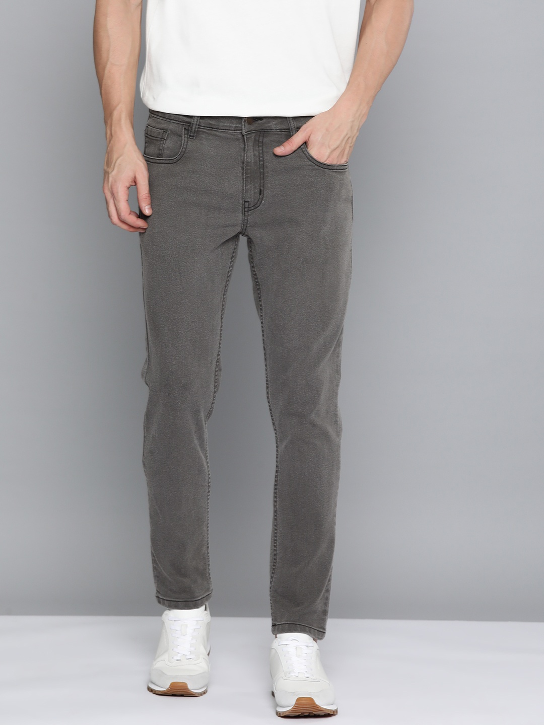 

Mast & Harbour Men Tapered Fit Stretchable Jeans, Grey