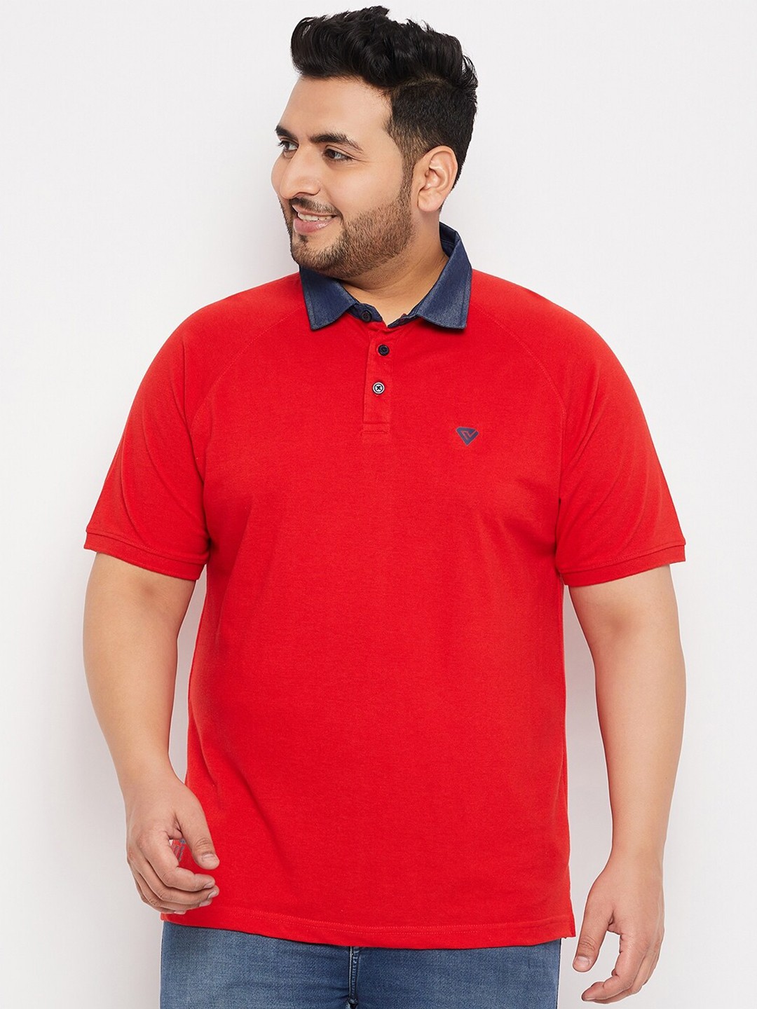 

Club York Men Plus Size Polo Collar T-shirt, Red