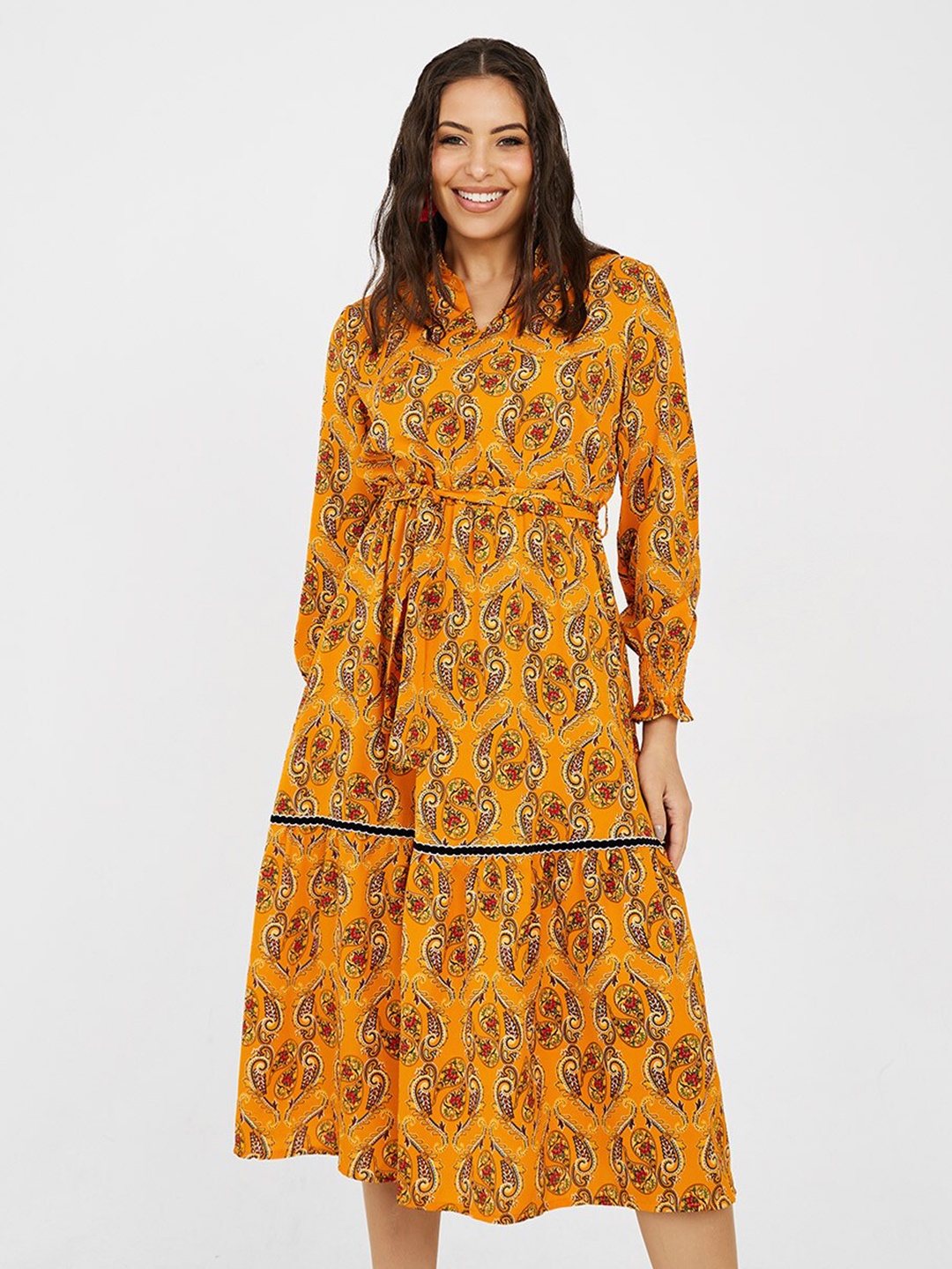 

Styli A-line Ethnic Dress, Orange