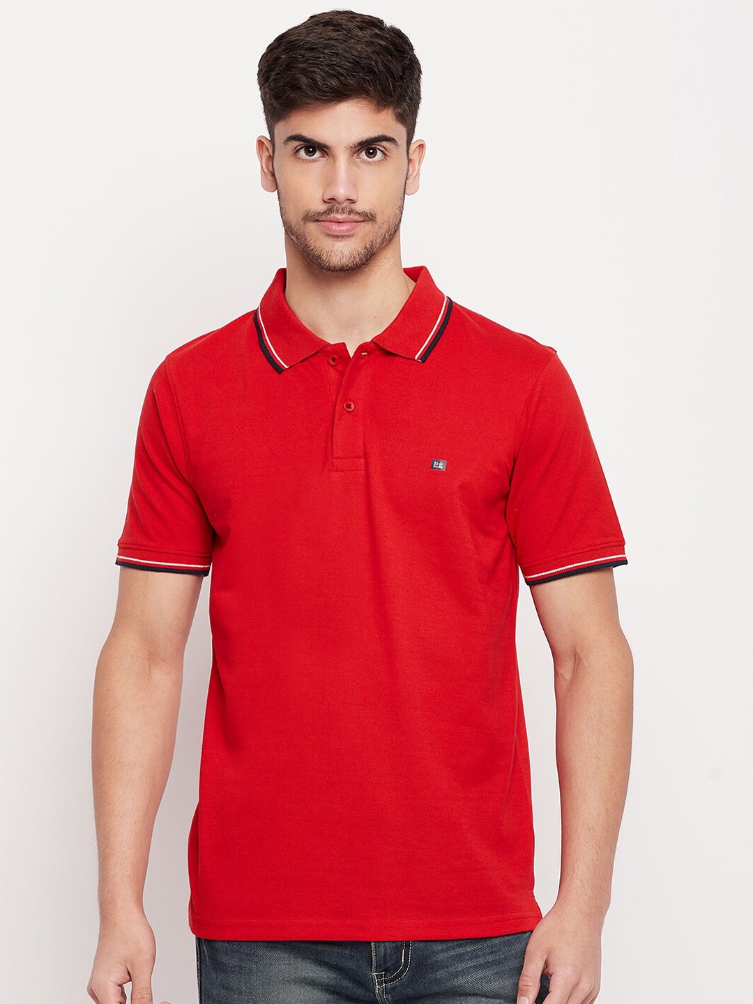 

Okane Polo Collar Cotton T-shirt, Red