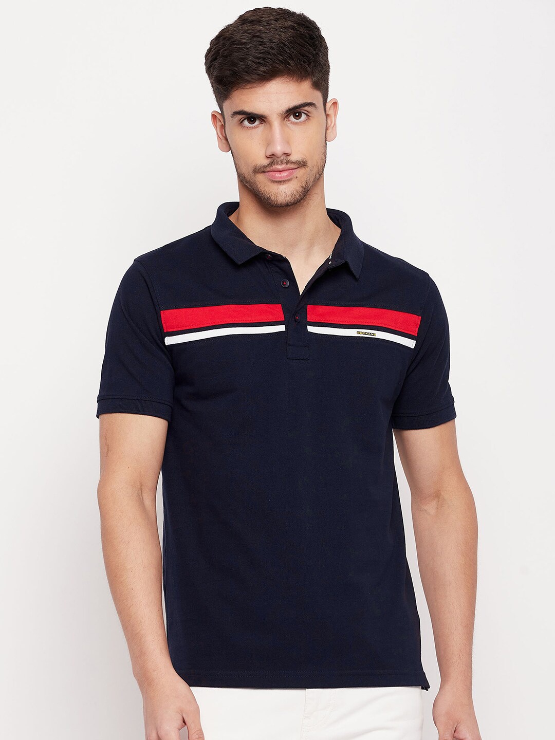 

Okane Polo Collar Cotton T-shirt, Navy blue