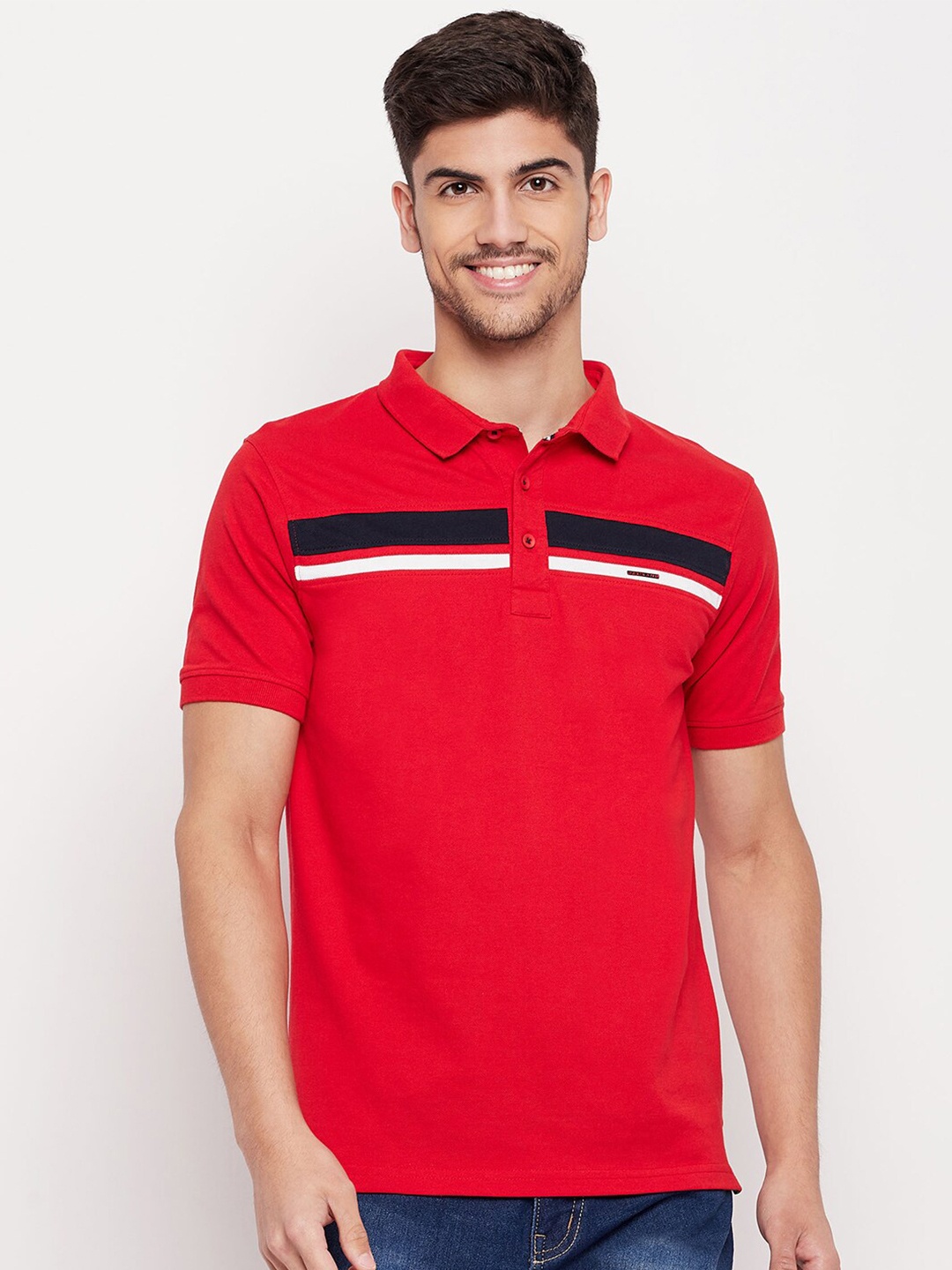 

Okane Polo Collar Short Sleeves Cotton T-shirt, Red
