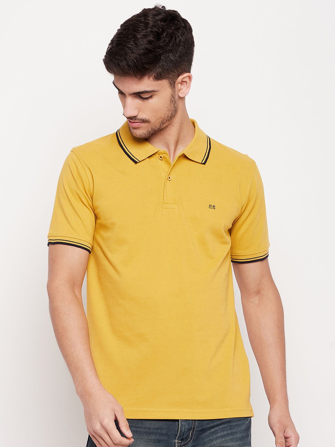 

Okane Polo Collar T-shirt, Mustard