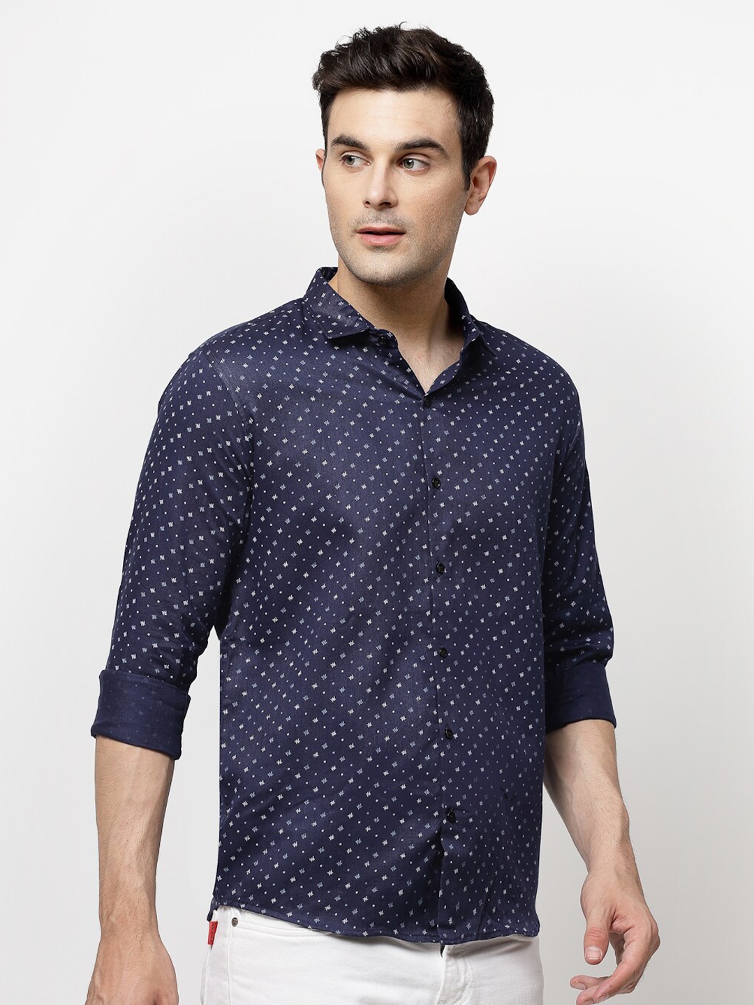 

ADWYN PETER Cutaway Collar Micro Ditsy Printed Casual Shirt, Blue