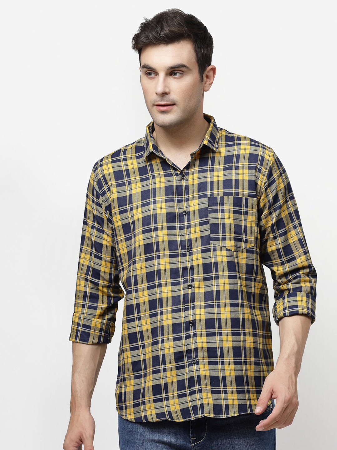 

ADWYN PETER Tartan Checked Casual Shirt, Yellow