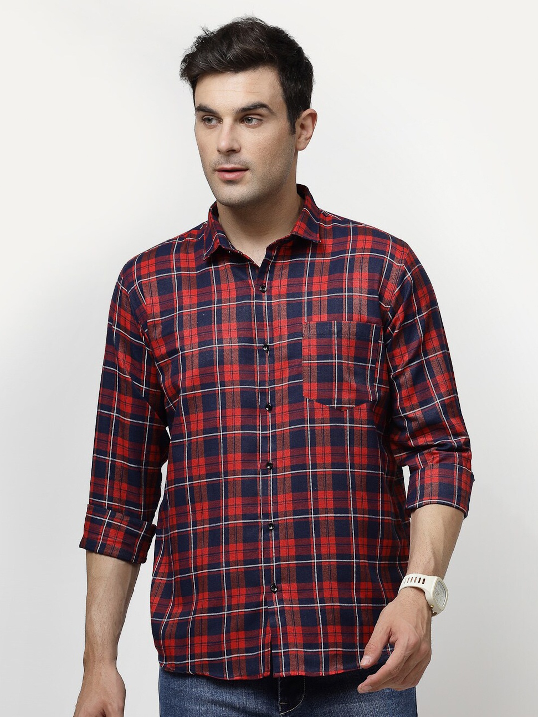 

ADWYN PETER Tartan Checked Casual Shirt, Red
