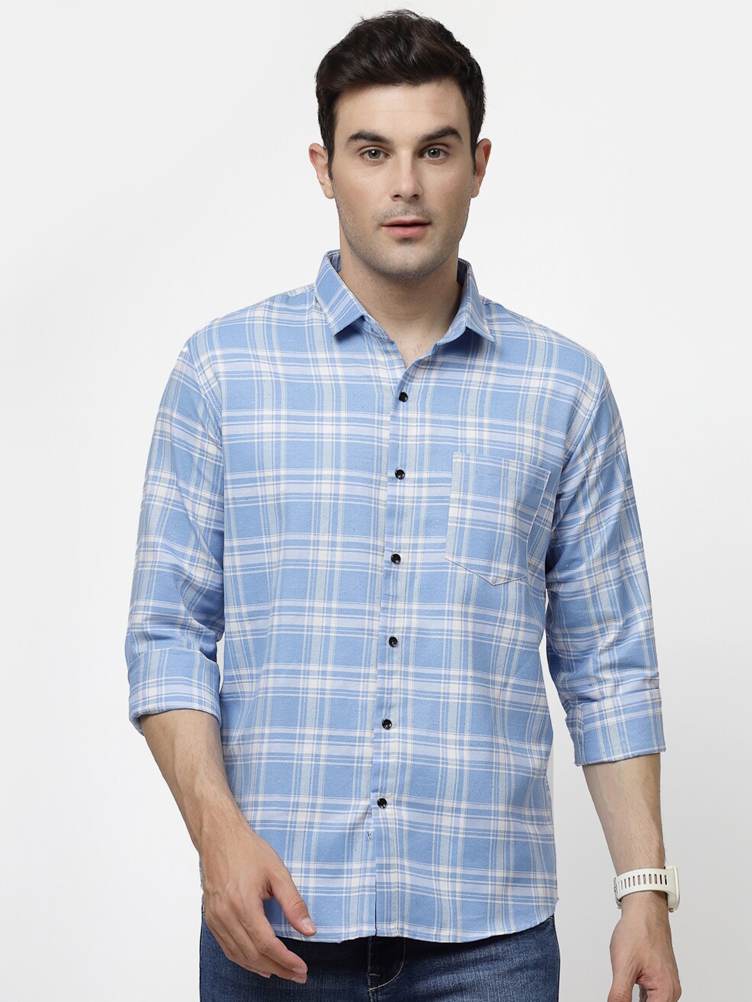 

ADWYN PETER Tartan Checked Casual Shirt, Blue