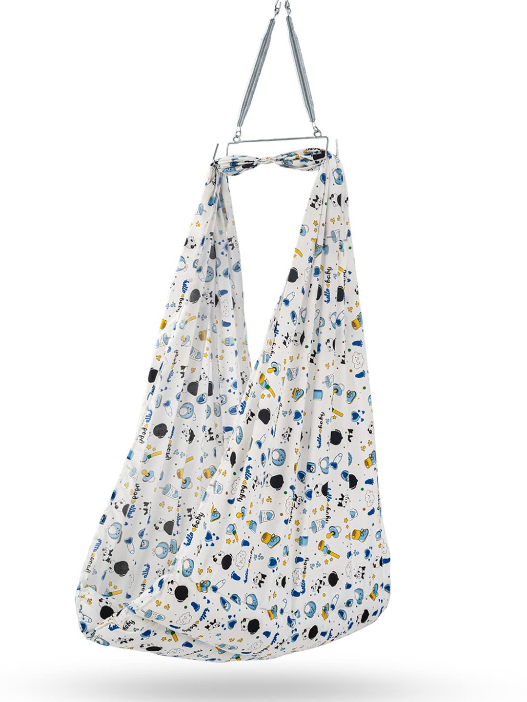 

BAYBEE 2 In 1 Printed Cotton Breathable Baby Hanging Cradle, Blue