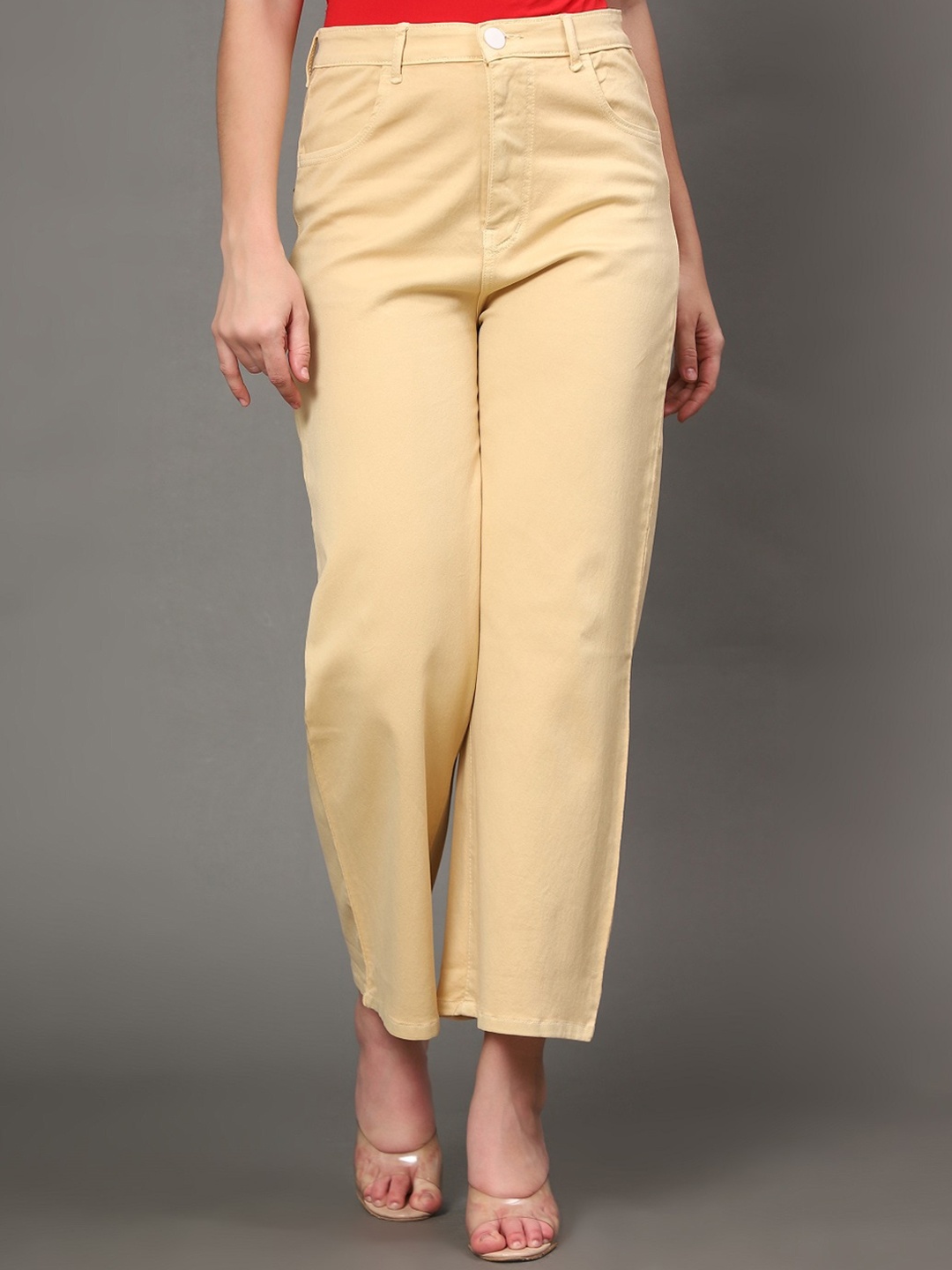 

BAESD Women Jean Relaxed Fit High-Rise Jeans, Yellow