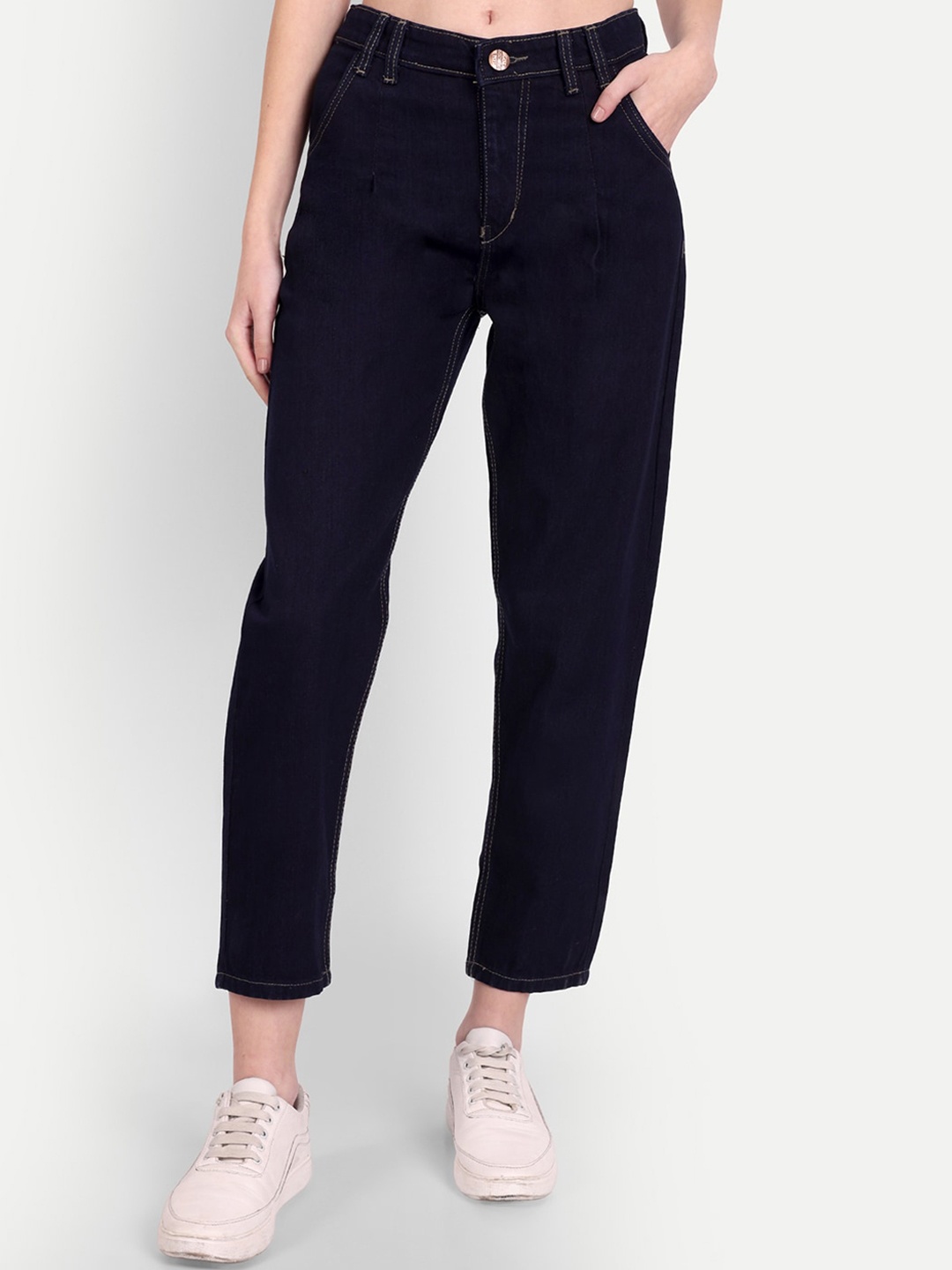 

BAESD Women Jean Straight Fit High-Rise Cotton Jeans, Navy blue