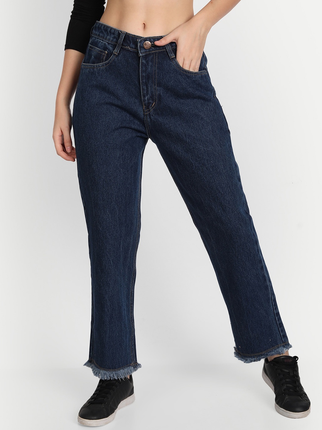 

BAESD Women Jean Straight Fit High-Rise Cotton Jeans, Blue