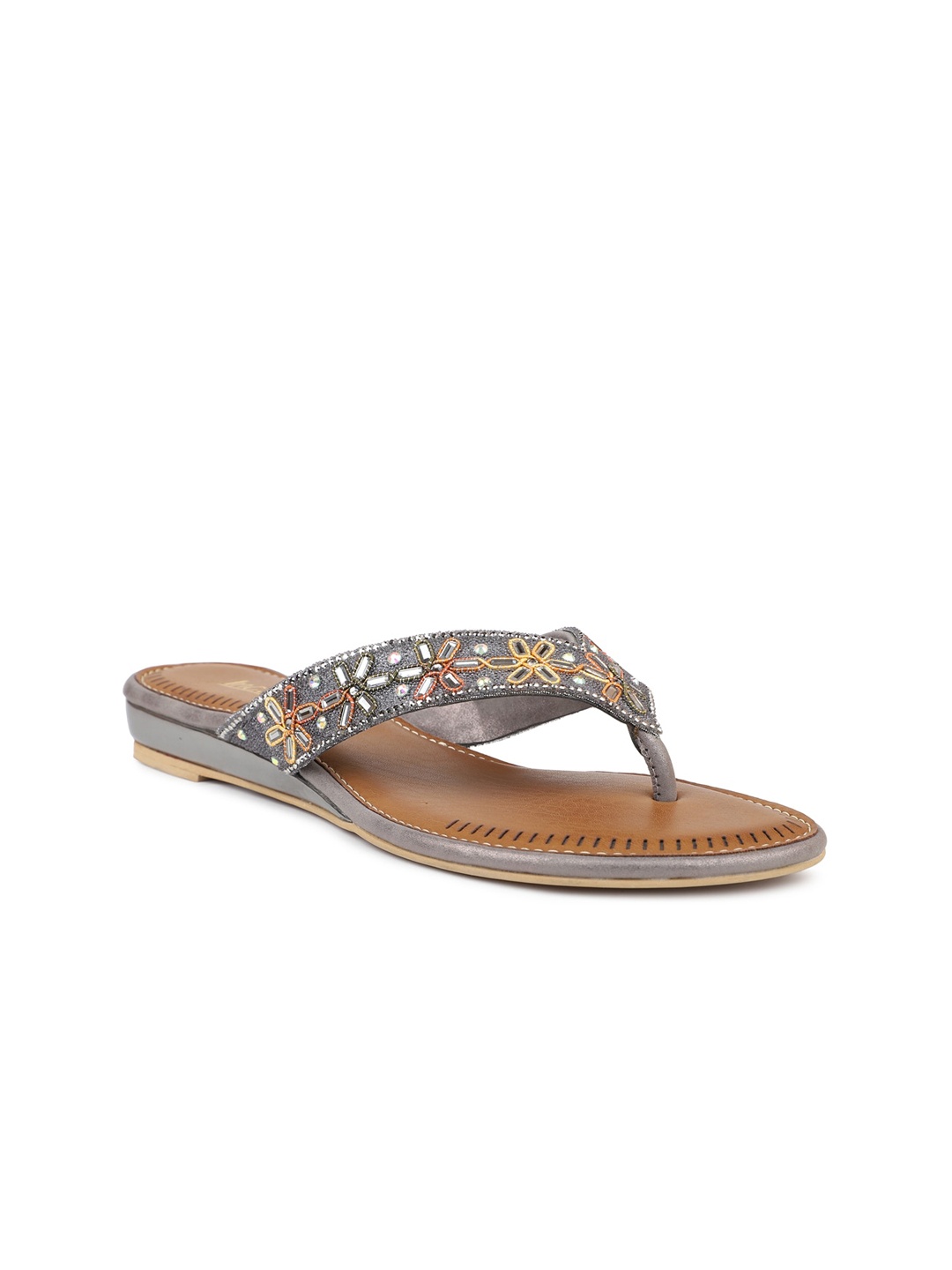 

Inc 5 Women Ethnic Embellished Open Toe Flats, Grey