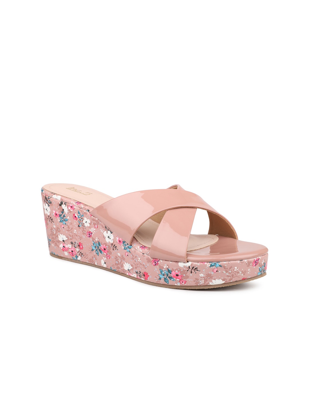 

Inc 5 Printed Open Toe Wedge Heels, Peach