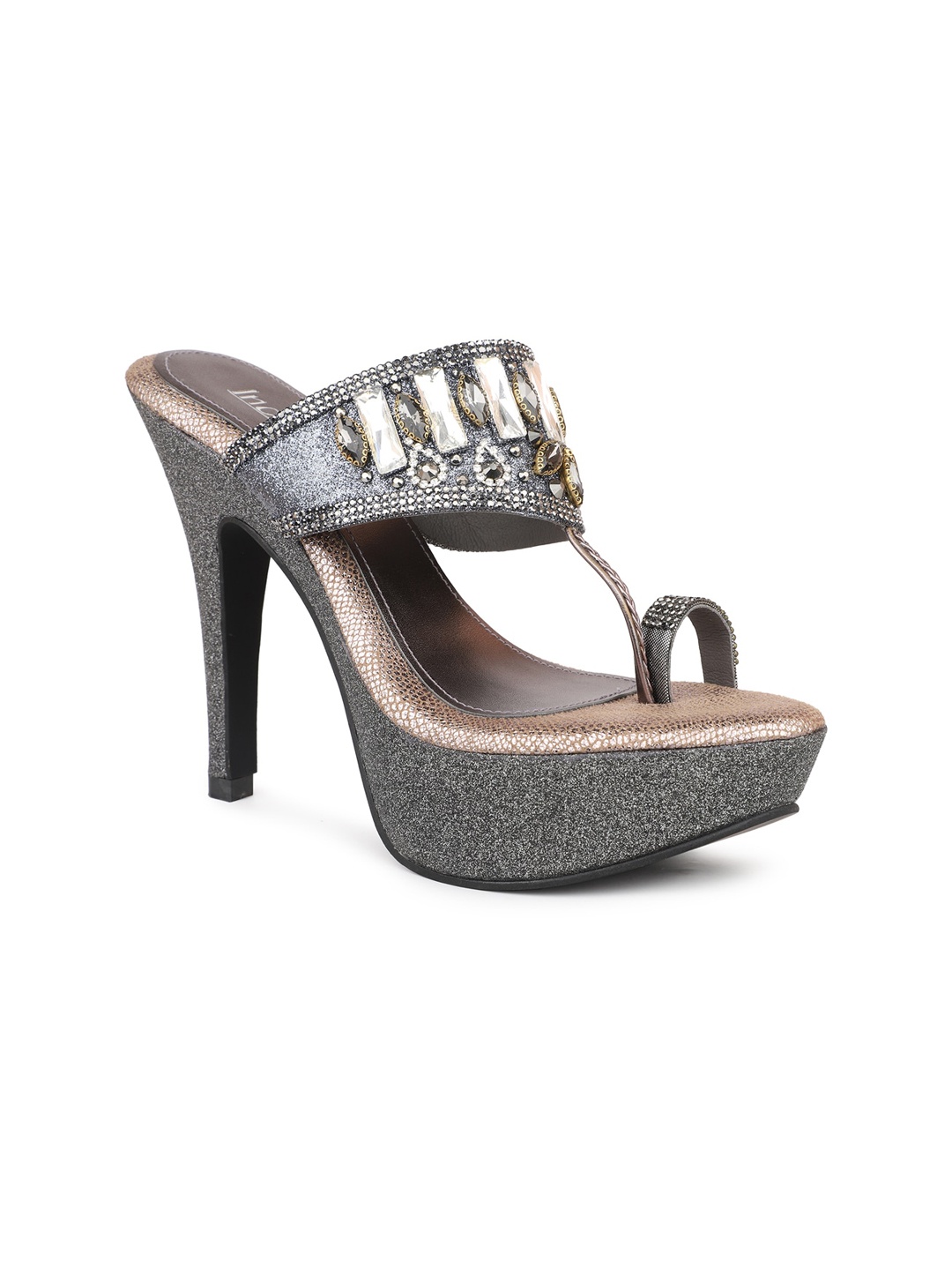 

Inc 5 Embellished Open One Toe Party Stiletto Heels, Grey