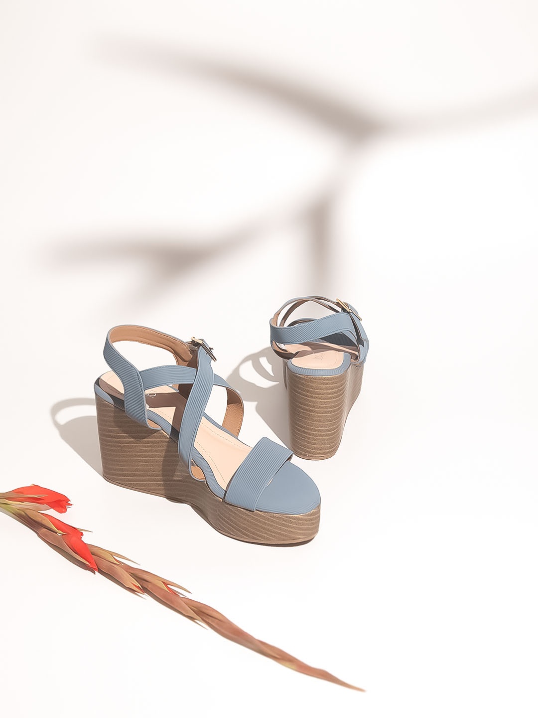 

Inc 5 Striped Open Toe Wedge Heels, Blue