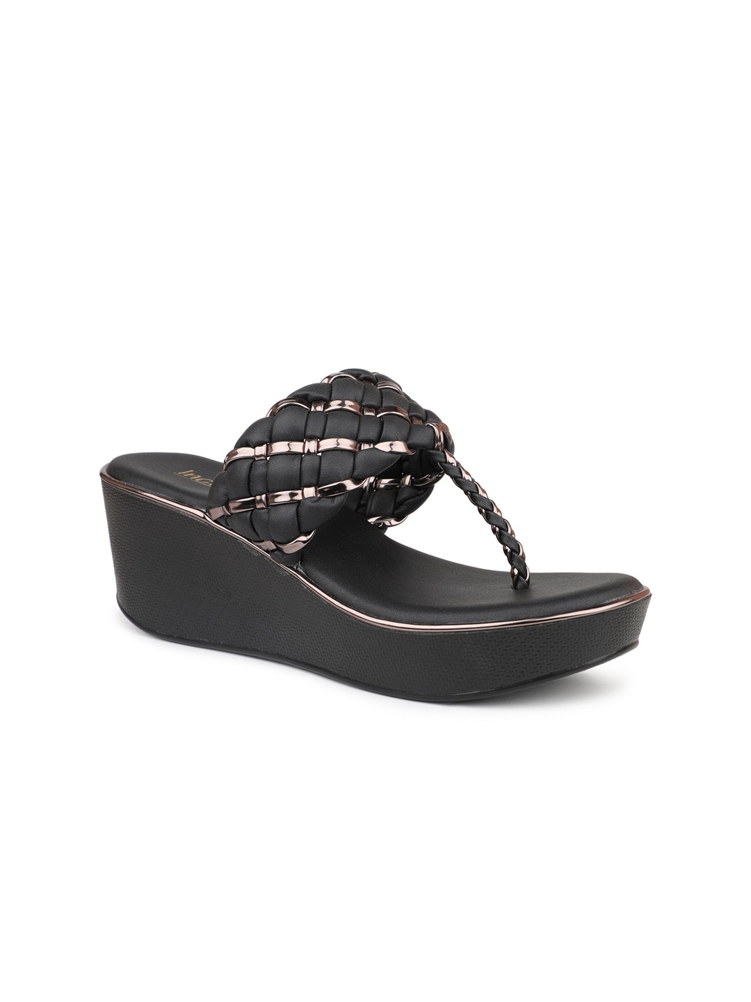 

Inc 5 Braided Strap Wedge Heels, Black