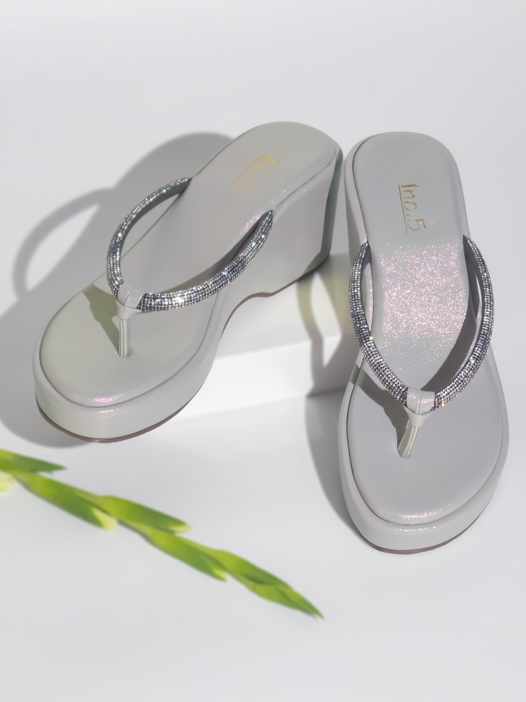

Inc 5 Embellished Platform Heels, Grey