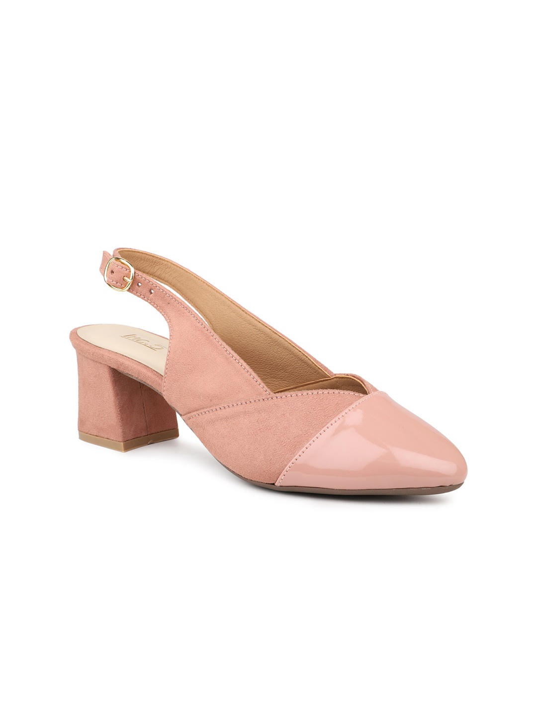 

Inc 5 Pointed Toe Block Heel Mules, Peach