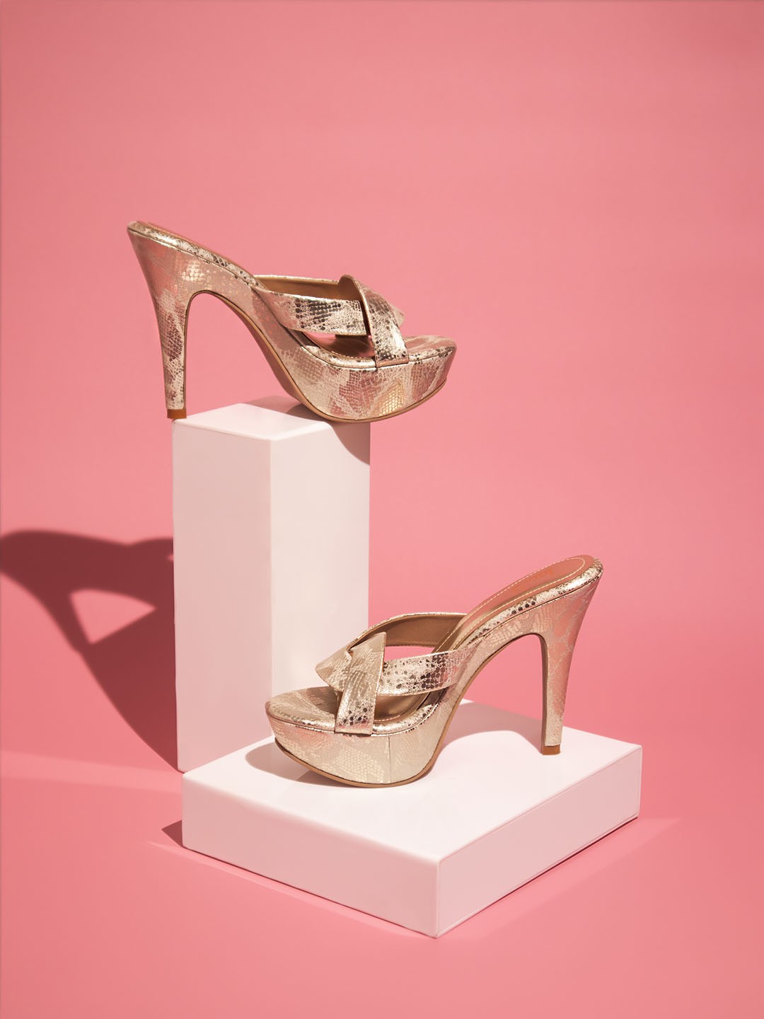 

Inc 5 Textured Peep Toe Stiletto Heels, Gold