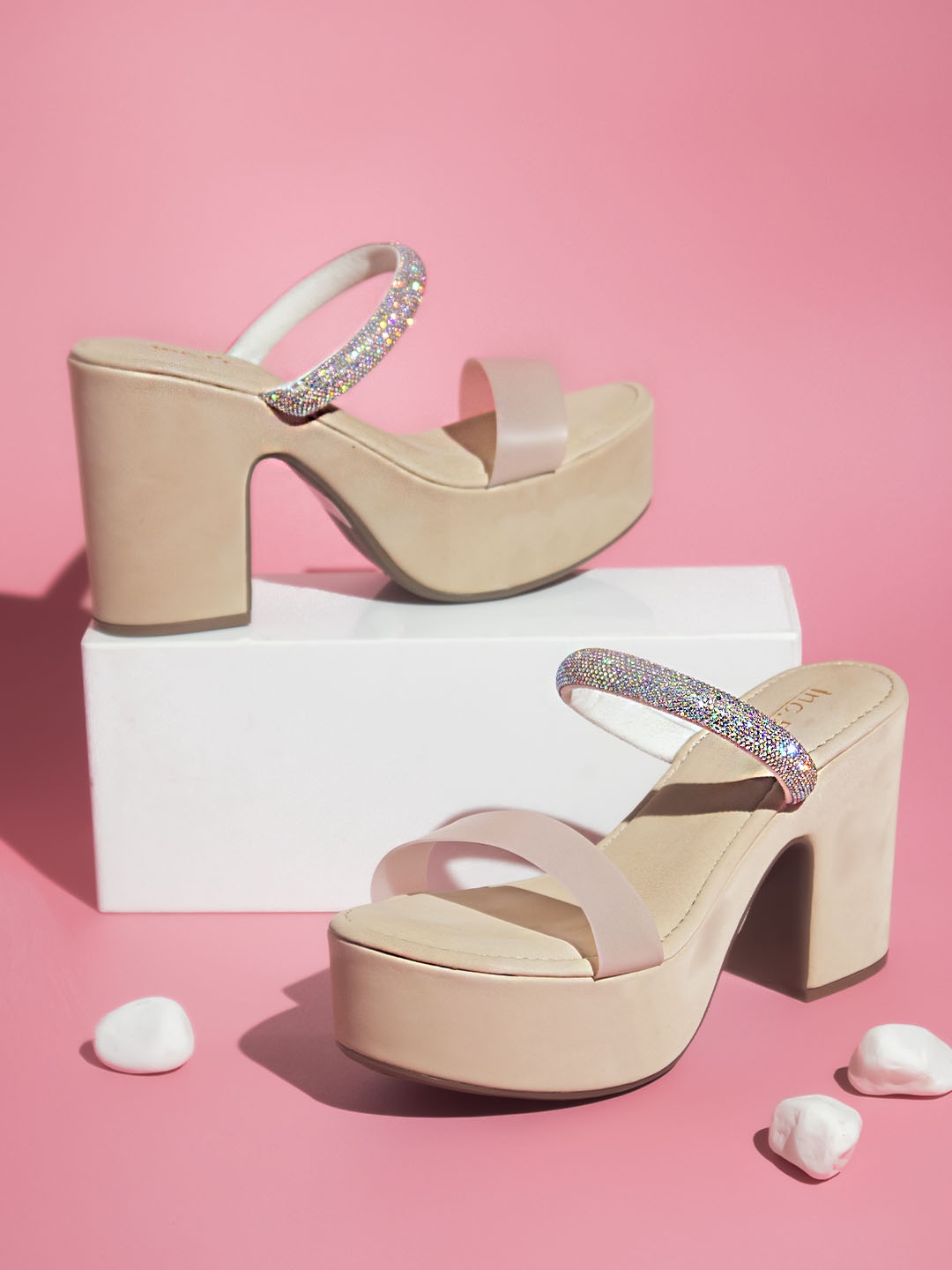 

Inc 5 Embellished Platform Heels, Beige