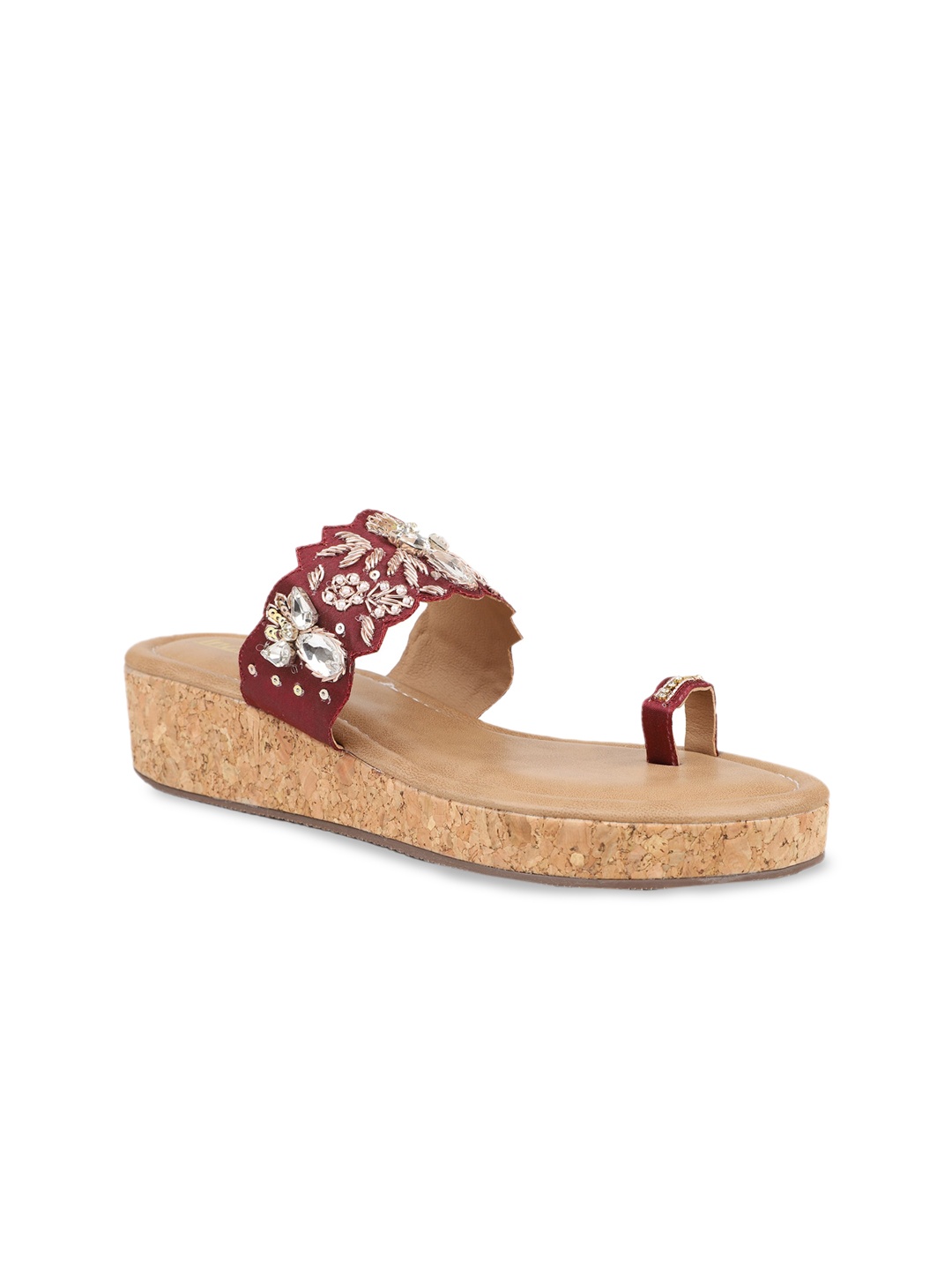 

Inc 5 Embellished One Toe Flatform Heels, Maroon