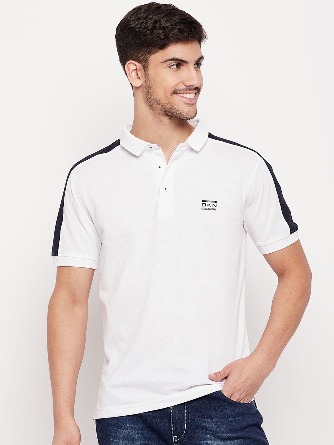 

Okane Half Sleeve Cotton Polo T-shirt, White