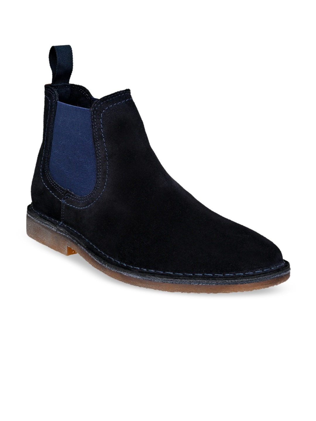 

HX London Men Mid-Top Suede Chelsea Boots, Navy blue