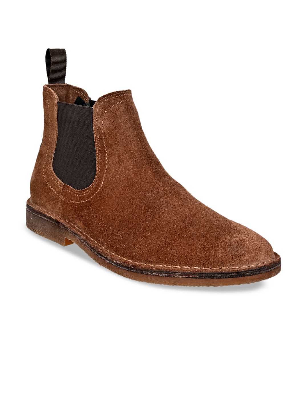 

HX London Men Mid-Top Suede Chelsea Boots, Tan