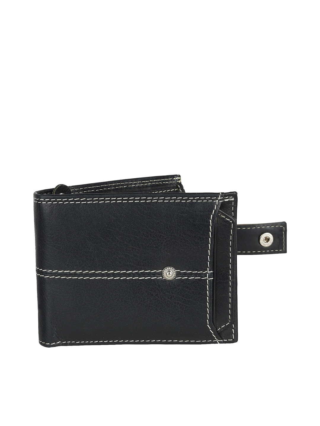 

SAMTROH Men Leather Two Fold Wallet, Black