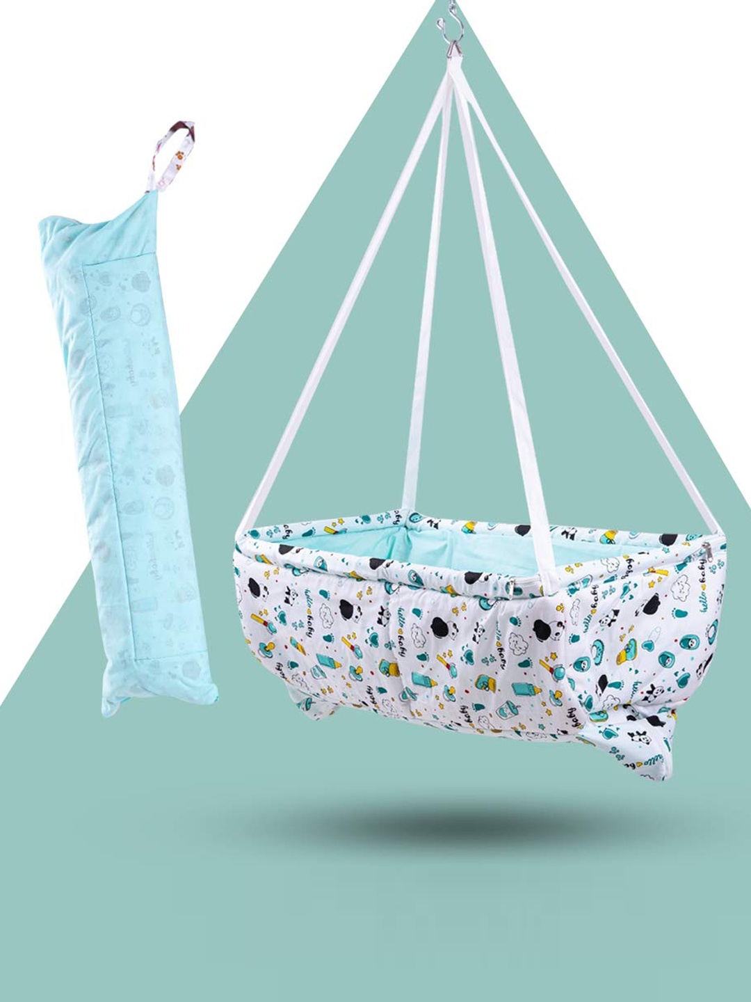 

BAYBEE Printed Cotton Portable Swing Hanging Cradle, Sea green