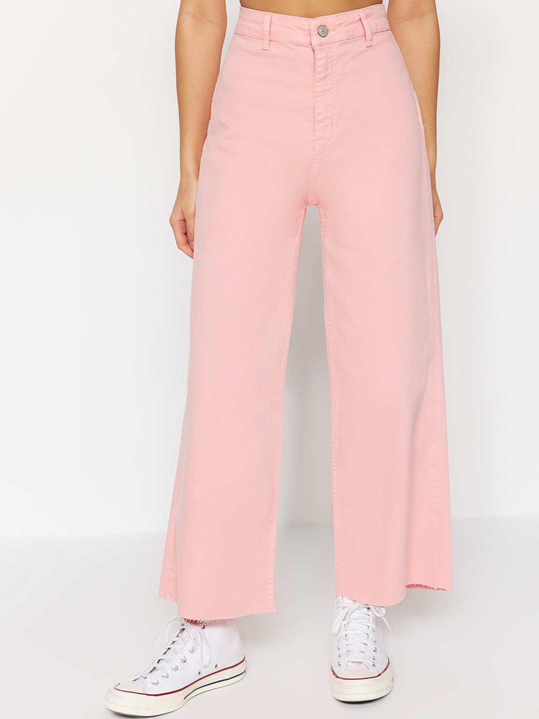 

Trendyol Women Mid Rise Wide Leg Cotton Jeans, Rose
