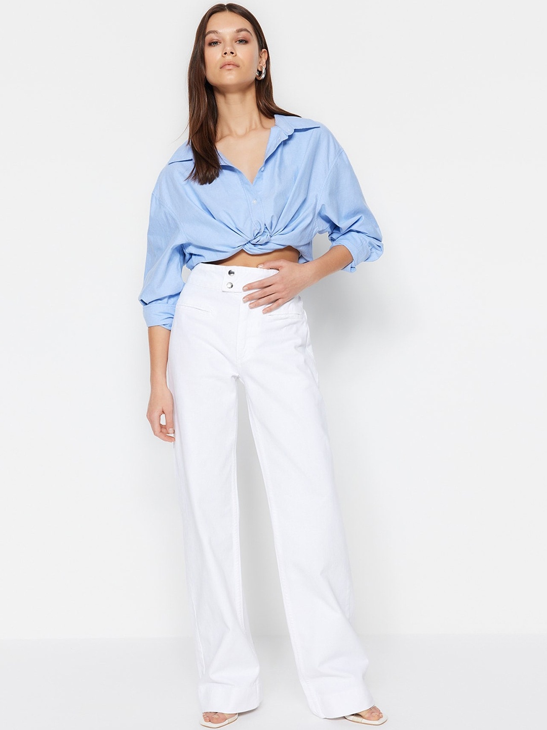 

Trendyol Women High Rise Cotton Jeans, White