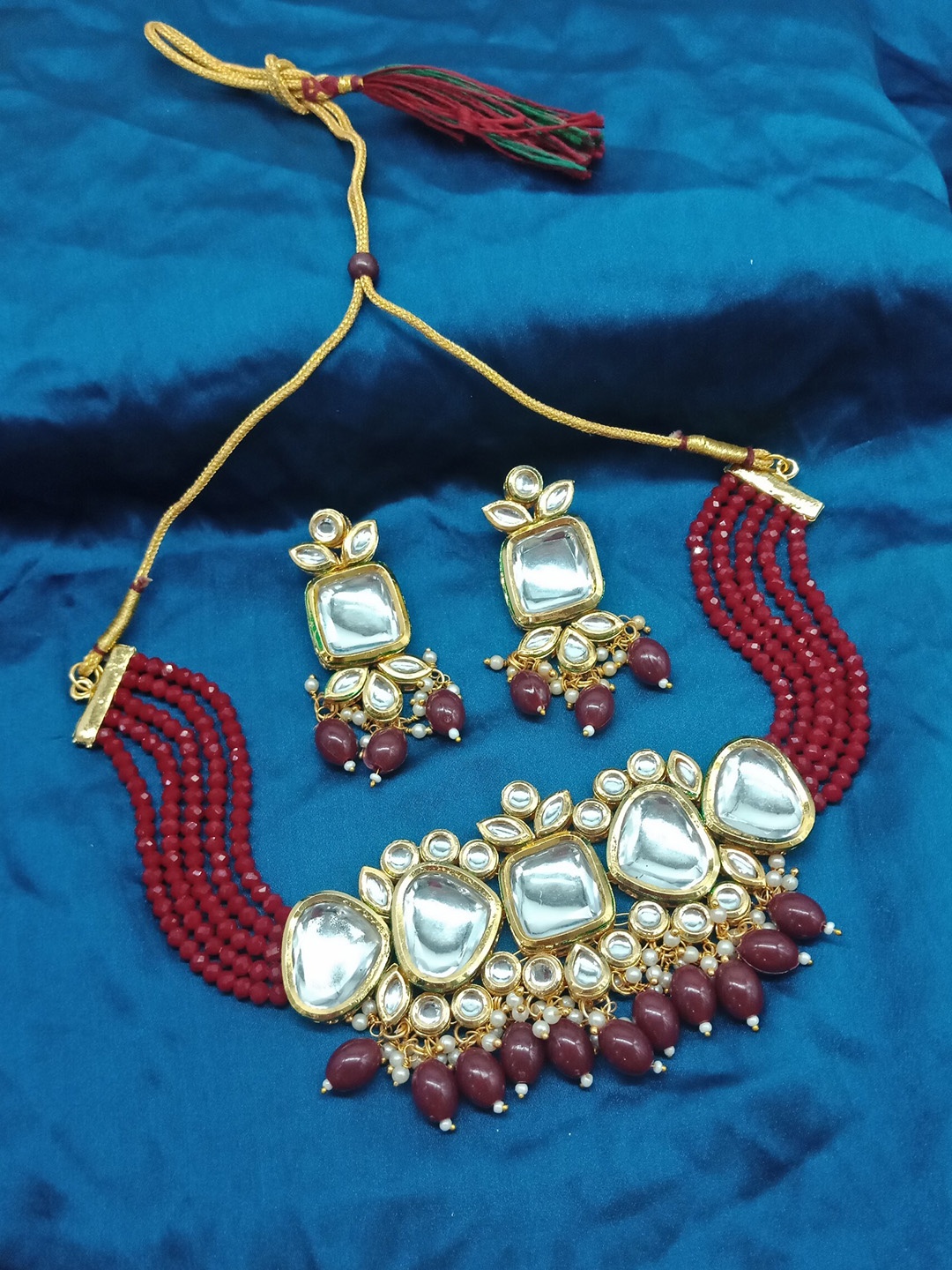 

AASHISH IMITATION Gold-Plated Stone-Studded & Beaded Jewellery Set