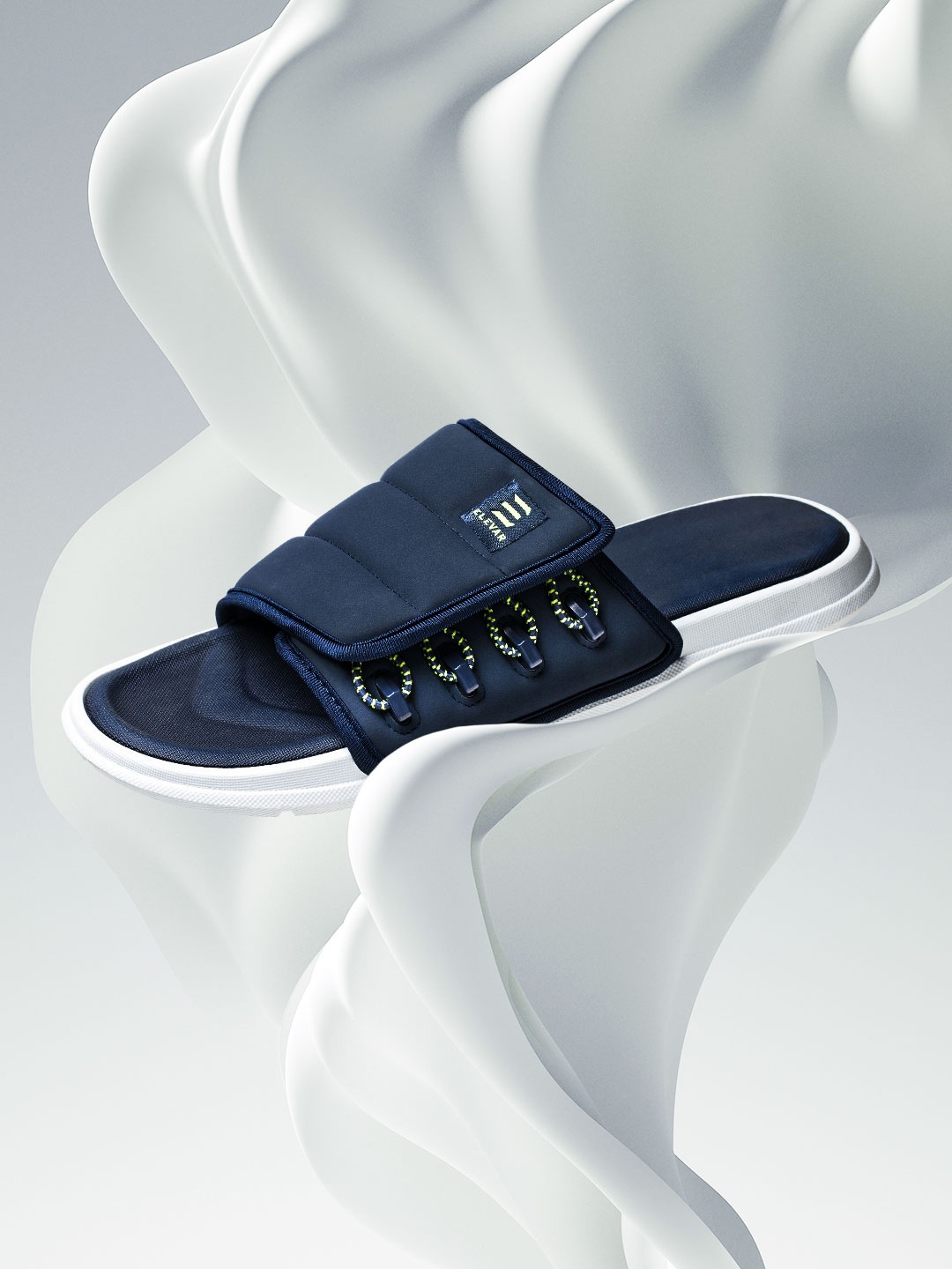 

ELEVAR Men Ultra Cruize Fabric Velcro Closure Sliders, Navy blue