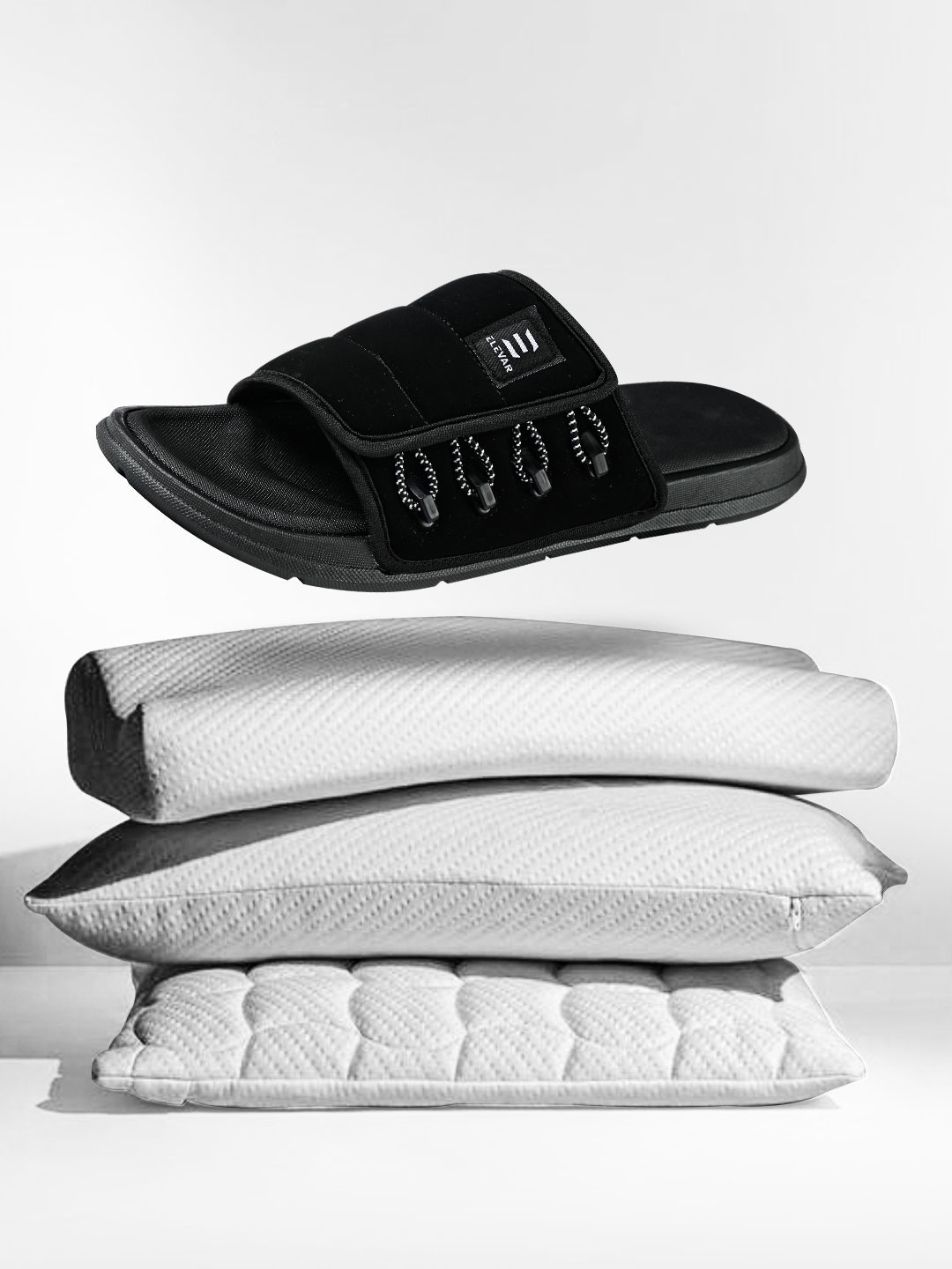 

ELEVAR Men Ultra Cruize Fabric Velcro Closure Sliders, Black