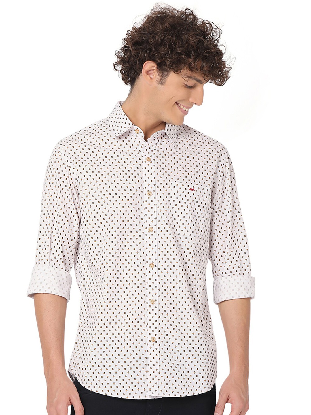 

Mufti Slim Fit Conversational Printed Pure Cotton Casual Shirt, Pink