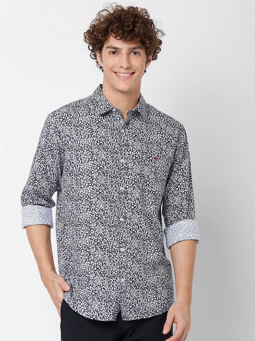 

Mufti Slim Fit Floral Printed Cotton Casual Shirt, Blue