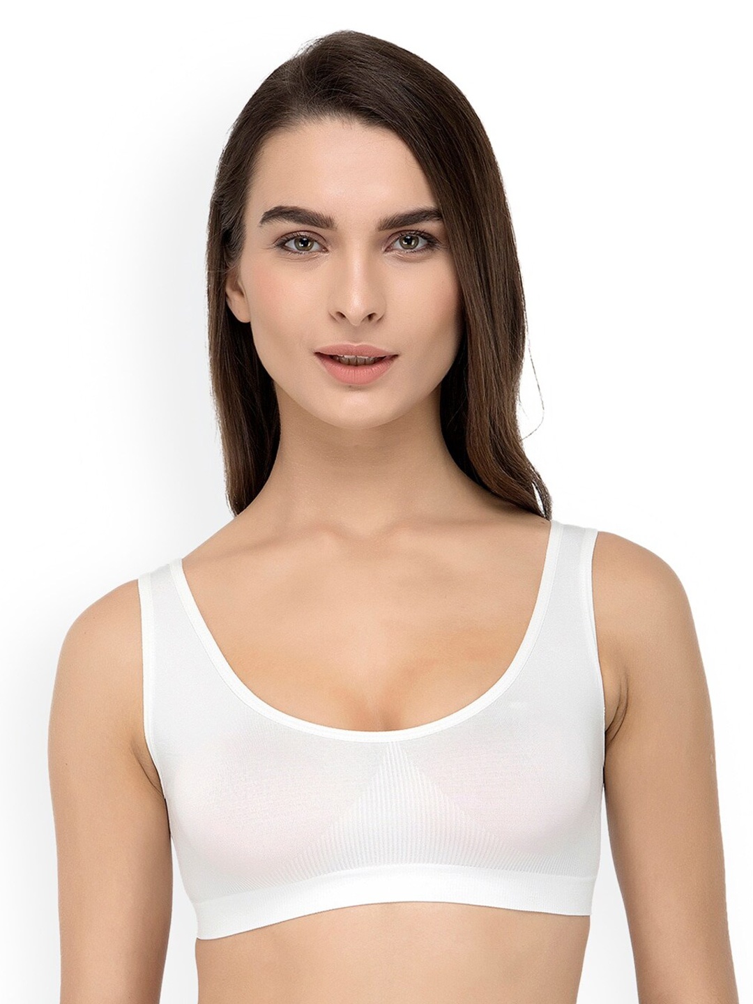 

TORONFRAS Non-Wired Padded Full Coverage Low Impact Slip on Everyday Sports Cotton Bra, White
