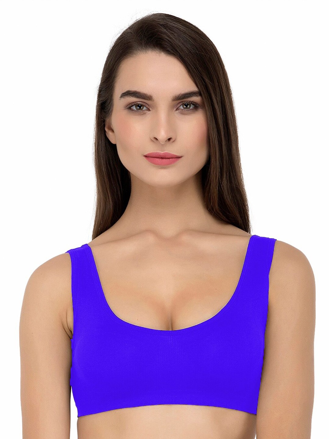 

TORONFRAS Seamless Lightly Padded Full Coverage All Day Comfort Cotton Bra, Blue