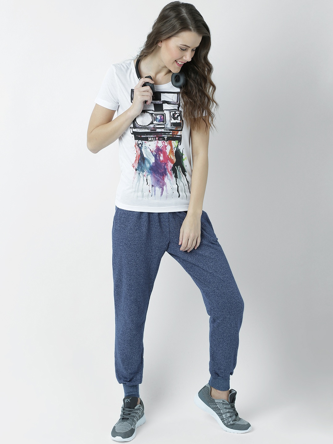 

Huetrap Women White Printed Round Neck T-shirt