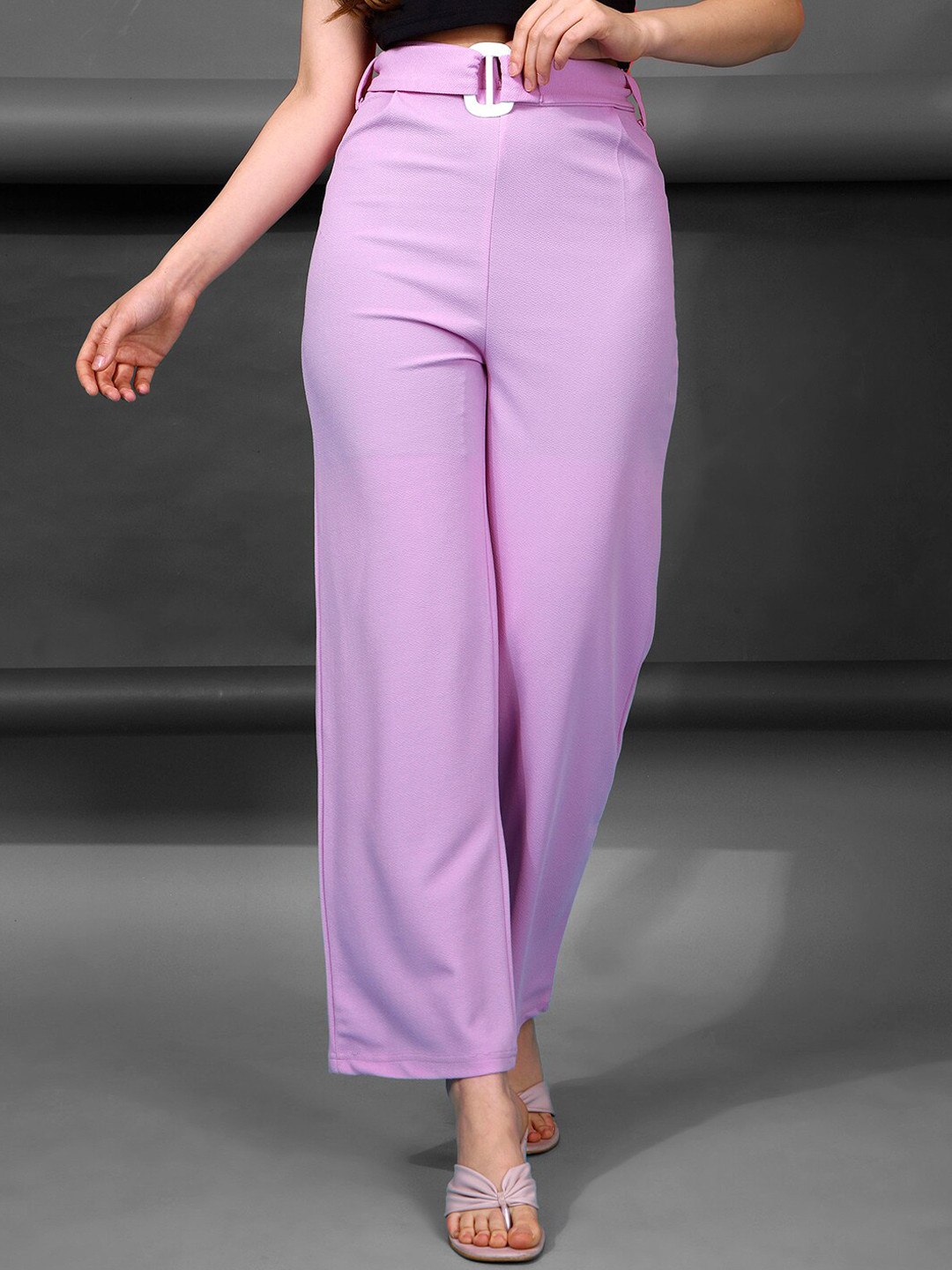 

Selvia Women Mid-Rise Easy Wash Lycra Trousers, Purple