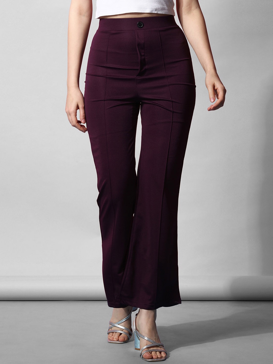 

Selvia Women Mid Rise Chinos Trousers, Purple
