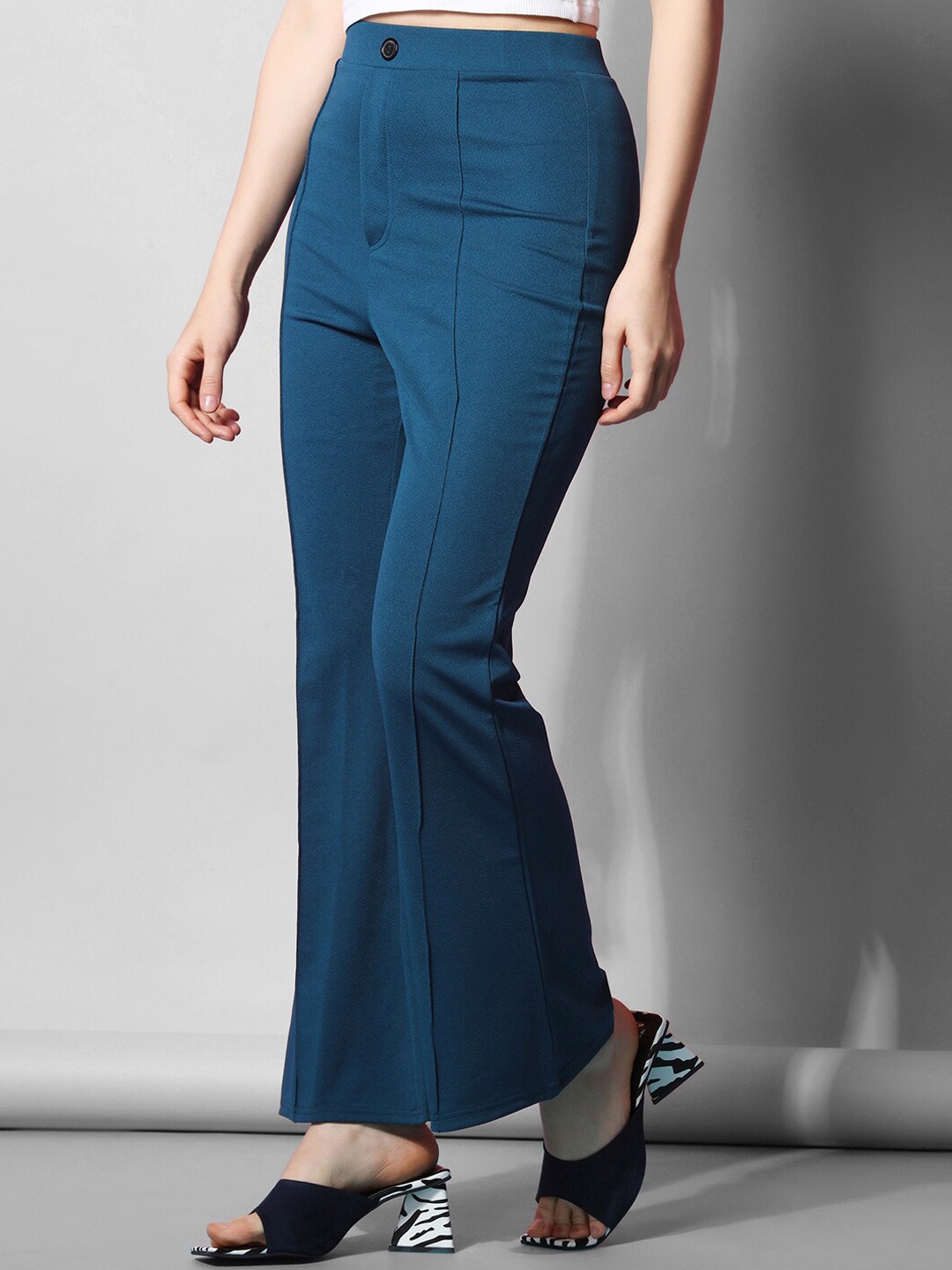 

Selvia Women Mid-Rise Easy Wash Lycra Trousers, Teal