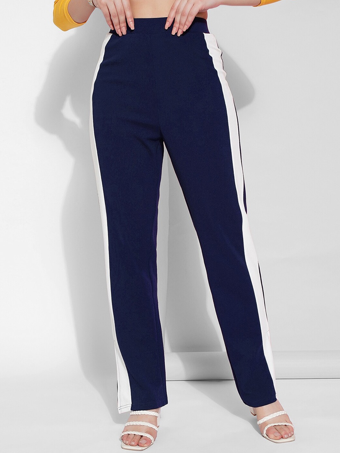 

Selvia Women Mid-Rise Easy Wash Lycra Trousers, Blue