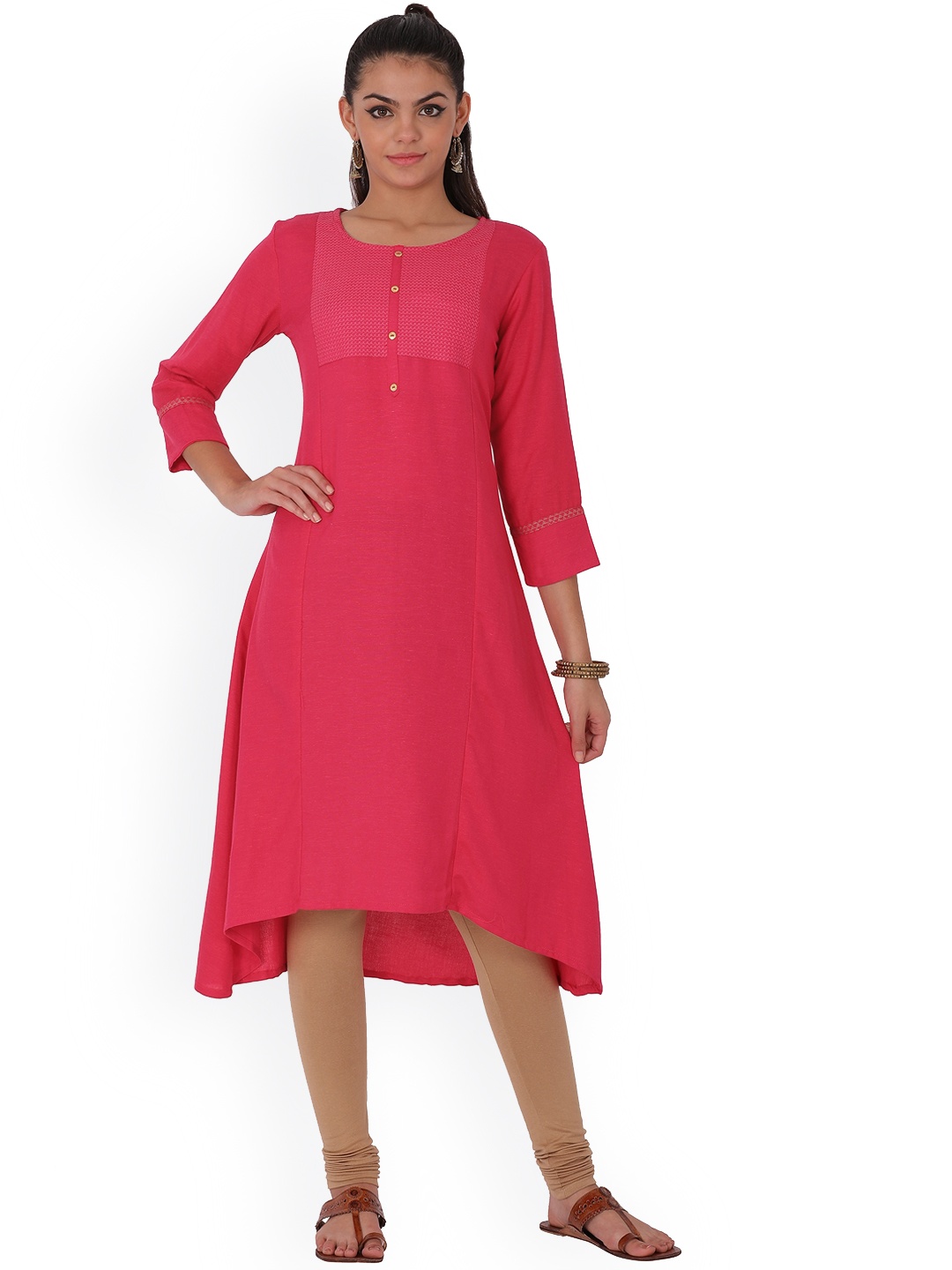 

Span Women Pink Flared Sleeves Sequinned Kurta