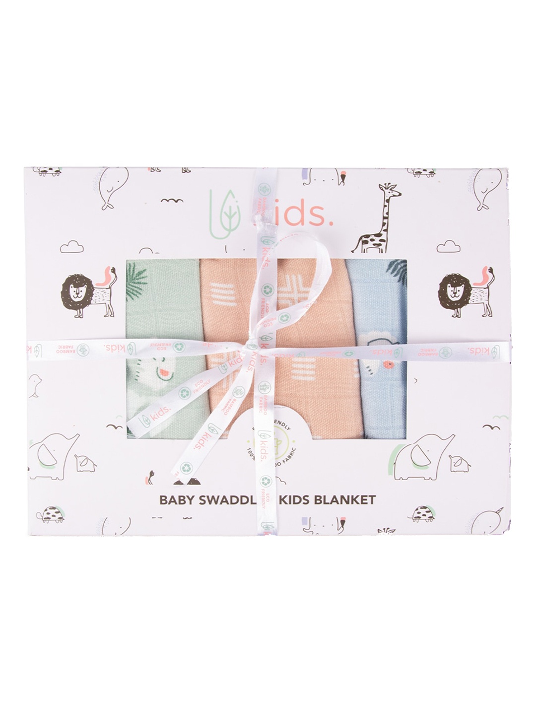 

MUSH Infants Set Of 3 Printed Ultra Soft 100% Bamboo Swaddles, Green