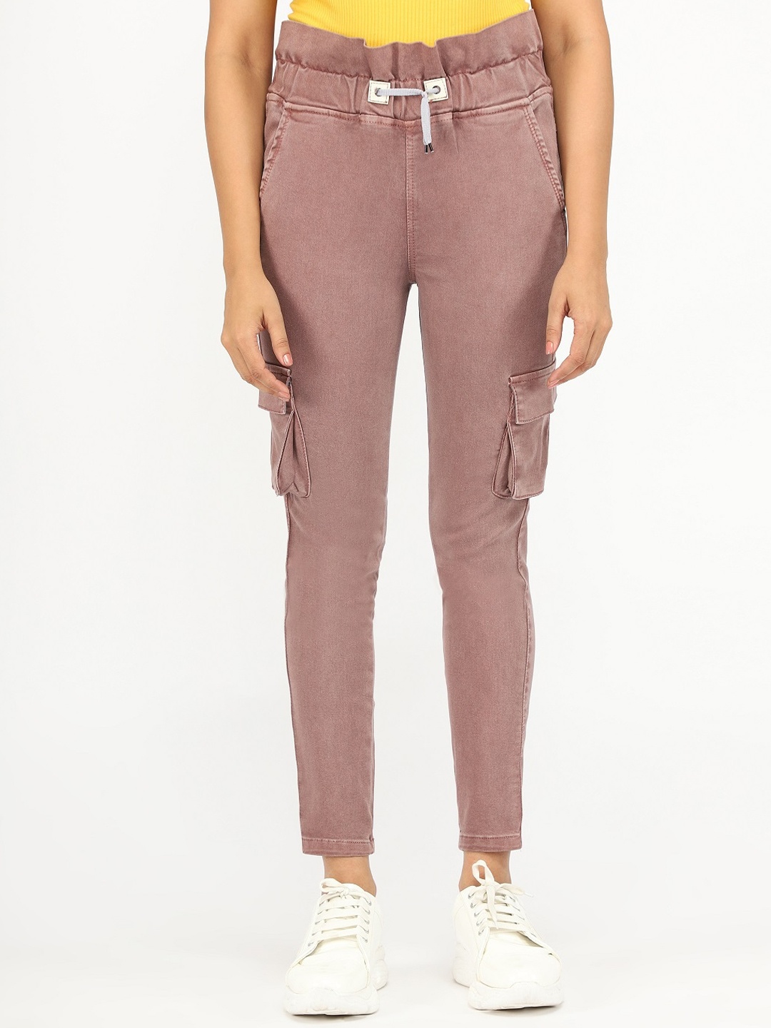 

BAESD Women Relaxed Mid-Rise Cotton Cargo Trousers, Brown