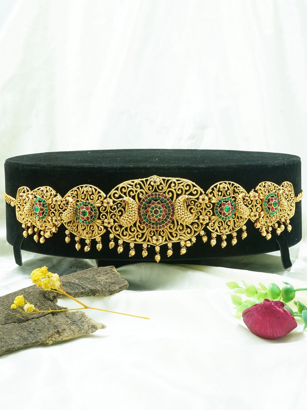 

GRIIHAM CZ Studded & Beaded Waistbelt, Gold