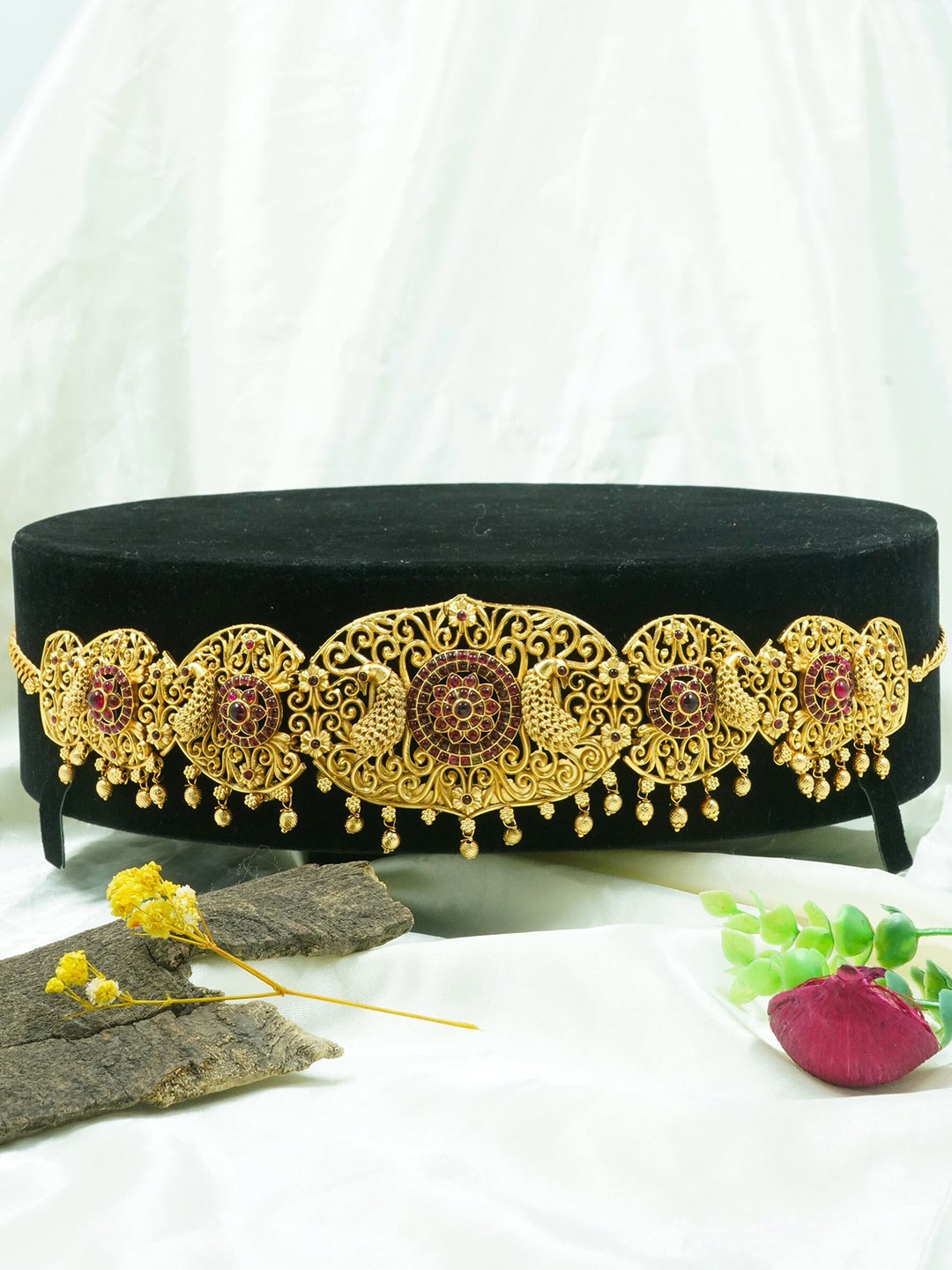 

GRIIHAM Gold-Plated CZ-Studded & Beaded Unpolished Waistchain