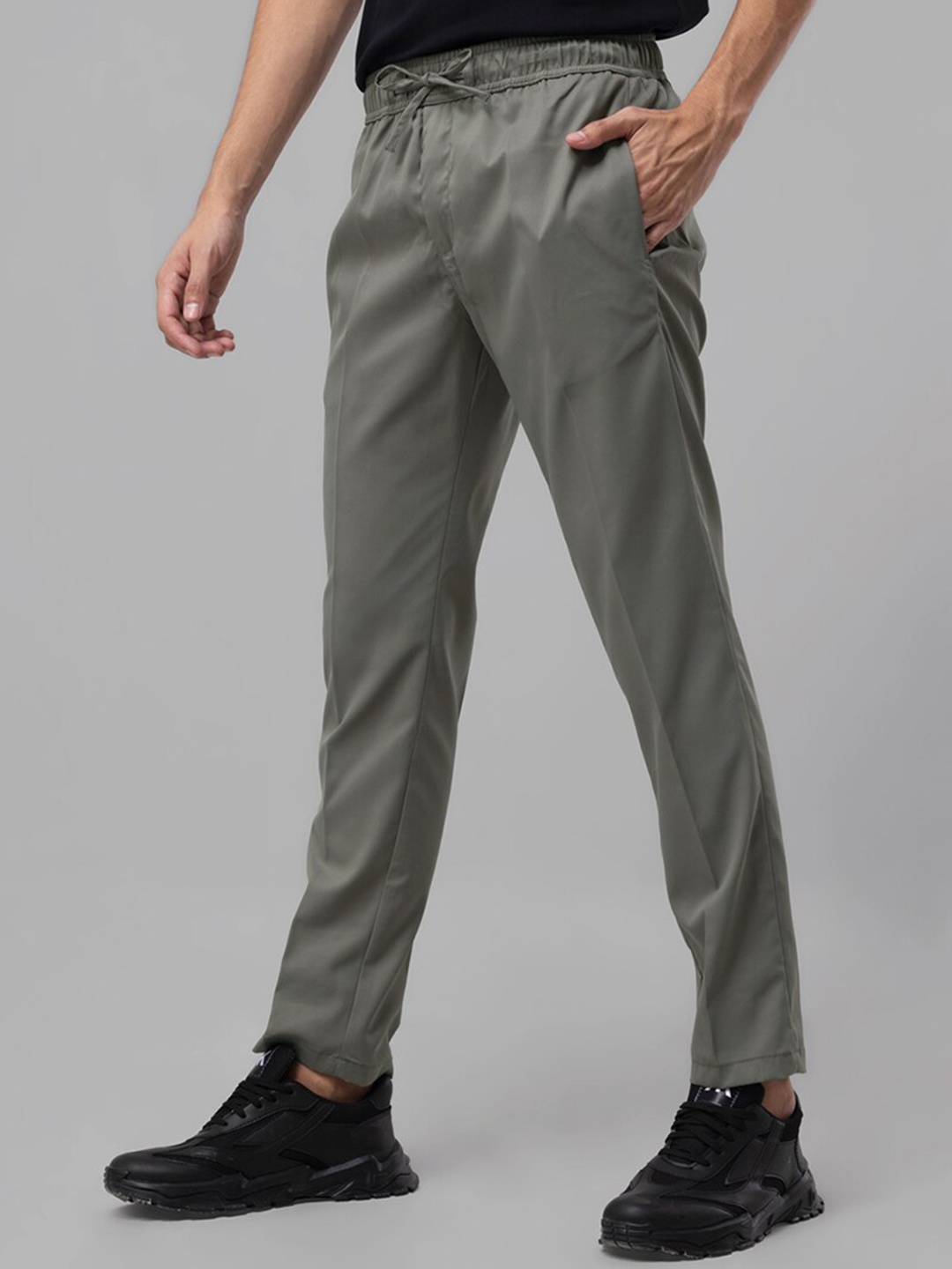 

Snitch Men Grey Relaxed Mid-Rise Trousers